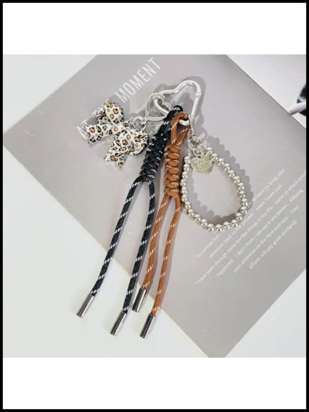 Handmade Nylon Rope Keychain Bag Charm with Beads and Braided Design for Purses